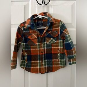 Plaid Button Down Shirt Blue Green Orange 18 month